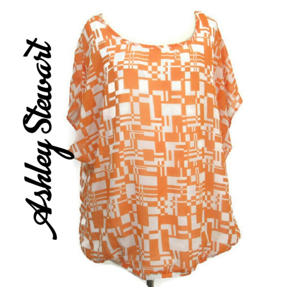 Ashley Stewart Geometric Dolman Sleeve Top 22/24